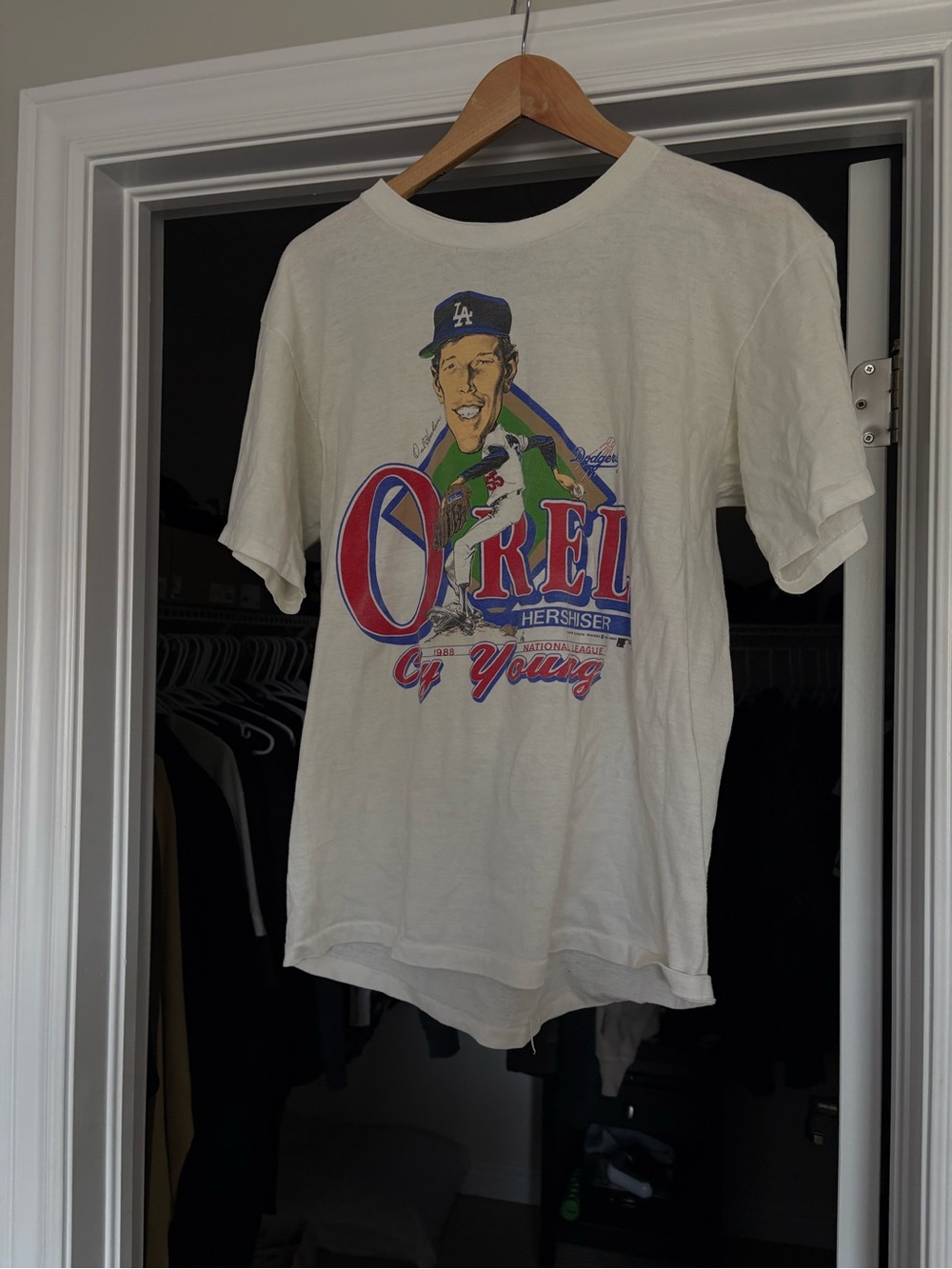 Vintage 80’s White LA Dodgers Orel Hershiser Tee
